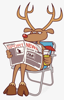 圣诞报纸麋鹿卡通形象高清图片