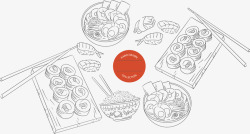 米饭料理模具手绘食物插画高清图片