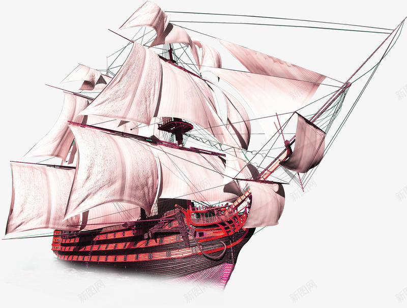手绘远航帆船png免抠素材_新图网 https://ixintu.com 一帆风顺 企业宣传 帆船 手绘 顺利