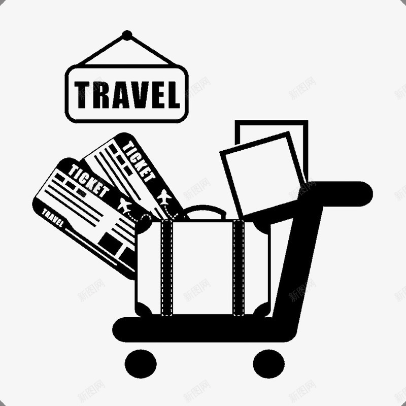 简易旅行箱与机票png免抠素材_新图网 https://ixintu.com 度假 旅行 旅行箱