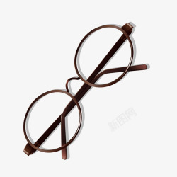 棕色质感眼镜圆框矢量图素材