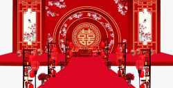汉唐中式喜庆婚礼背景高清图片