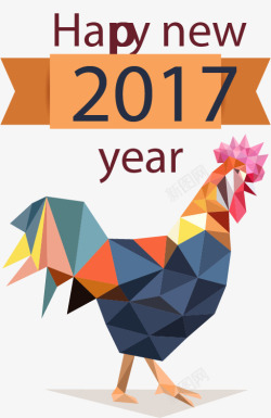 2017年卡低多边形大公鸡高清图片