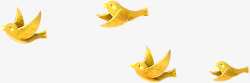 四只飞翔的黄色卡通小鸟素材