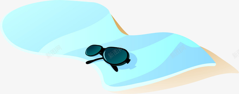 蓝色沙滩毯和墨镜png免抠素材_新图网 https://ixintu.com 墨镜 沙滩 蓝色