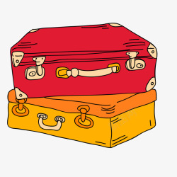 卡通复古的行李箱矢量图素材