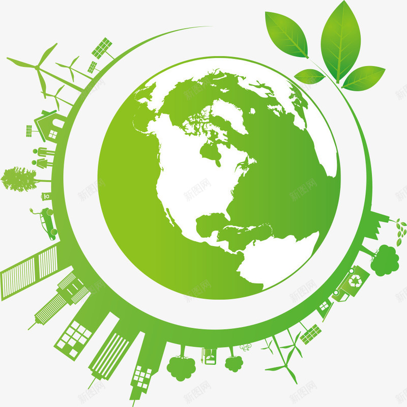 绿色地球与城市png免抠素材_新图网 https://ixintu.com 绿色 地球 城市 城市环保 环保 环境保护 绿色环保 节能环保