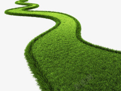 蜿蜒手绘绿色草地弯道高清图片
