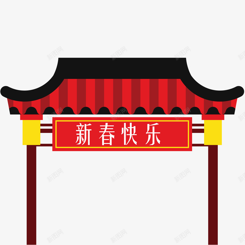 装饰房屋框架png免抠素材_新图网 https://ixintu.com 中国风 房屋 新年 新春佳节 框架 装饰图案