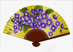 一把紫色花扇子素材