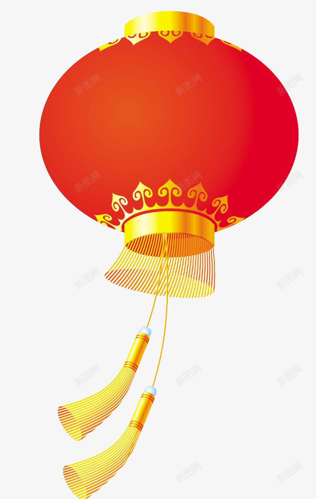 红色灯笼金色元素png免抠素材_新图网 https://ixintu.com 卡通 喜庆 灯笼 节日 装饰