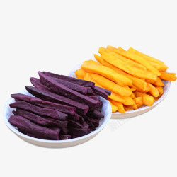 美味的地瓜干两碟子紫薯干和地瓜干特产小吃设高清图片