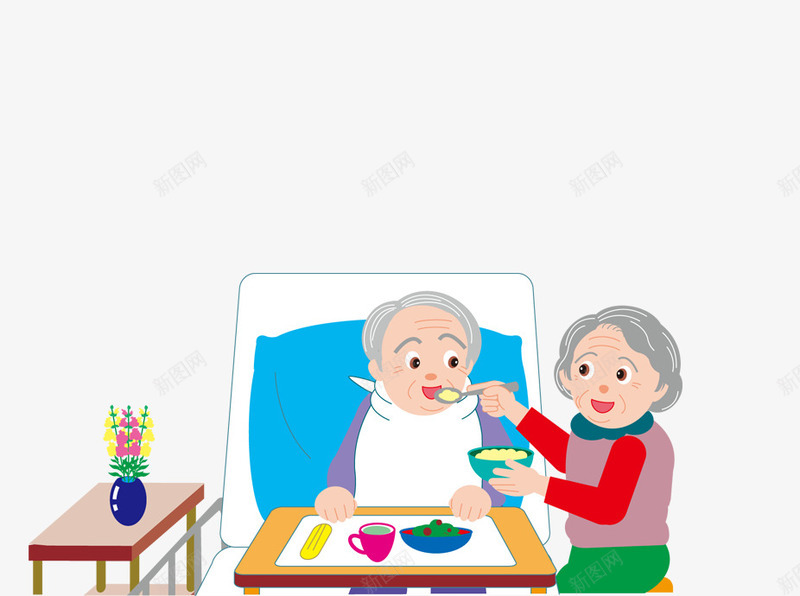 老人装饰图案png免抠素材_新图网 https://ixintu.com 卡通形象 看护 老人
