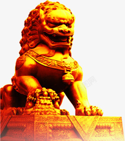 金色狮子雕塑国庆素材