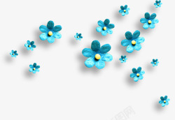 蓝色渲染式六瓣花朵素材