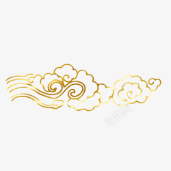 曲线云朵矢量金色丝滑祥云朵朵高清图片