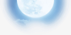蓝色天空白色大圆月亮素材