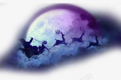 拉车圣诞节圣诞月亮背景透明元素高清图片