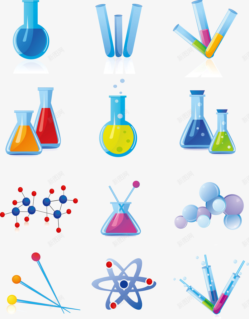 彩色化学工具png免抠素材_新图网 https://ixintu.com 元素 化学 化学工具 瓶子