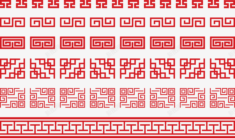 红色中式花边png免抠素材_新图网 https://ixintu.com 中国风 中式花边 古代纹饰 宫廷花纹 边框