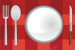 红色餐具西餐餐具套装展示图矢量图高清图片