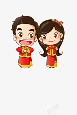 中式婚庆布置卡通新娘新郎素材