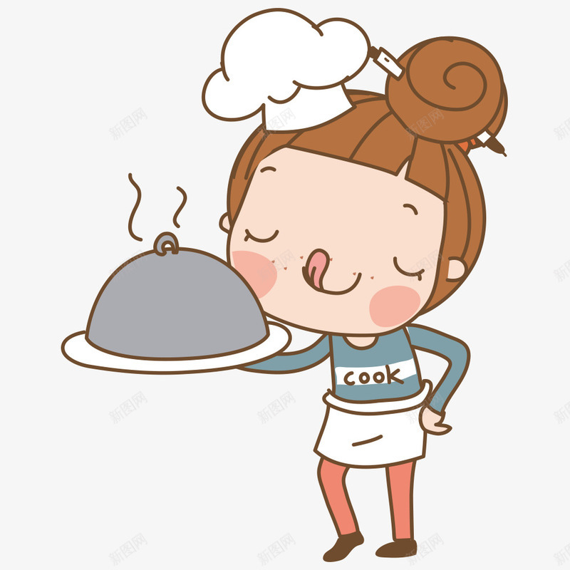 服务员png免抠素材_新图网 https://ixintu.com 上菜 人物 卡通人物 手绘服务生 服务员 服务生 服务行业