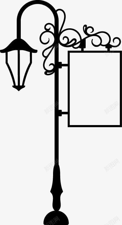 复古路灯广告牌矢量图ai免抠素材_新图网 https://ixintu.com 广告牌 户外广告 照明 路灯 路灯广告牌 矢量图