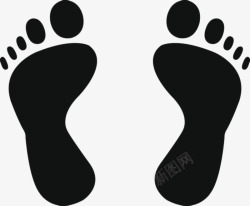黑色脚印纯黑色一双大脚印图标高清图片