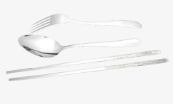 银质筷子叉子勺子素材
