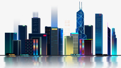 彩色高楼上海城市进博会炫彩宣传画图高清图片