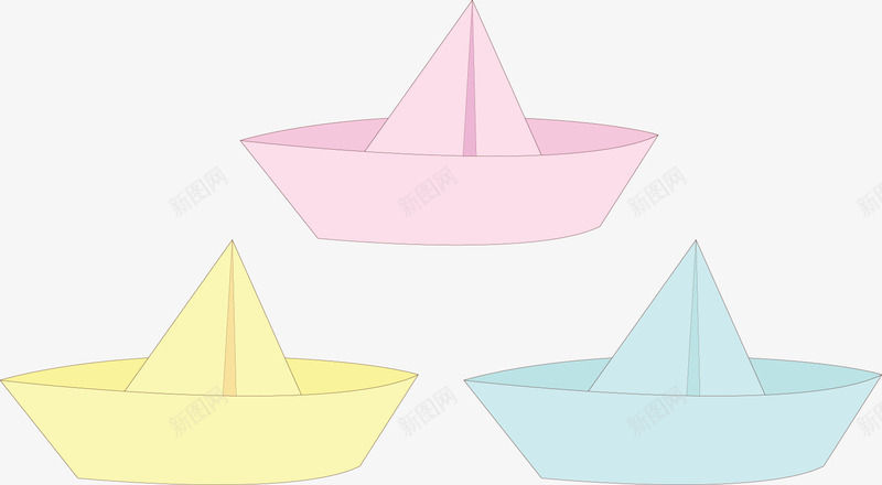 三只纸船psd免抠素材_新图网 https://ixintu.com  彩色 童年 童趣 折纸 纸船 彩纸 小清新