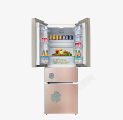 法式小对冰箱航天电器四门冰箱开门电冰箱高清图片