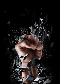 黑色拳头酷炫击碎障碍企业文化海报高清图片