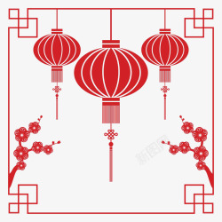 中秋大红灯笼边框高清图片