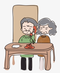 异性恋夫妇卡通老年夫妇打电话高清图片