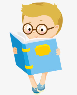 上课的男孩戴眼镜的小男孩在看书高清图片