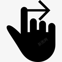 右划一个手指轻扫手势符号正确黑手图标高清图片
