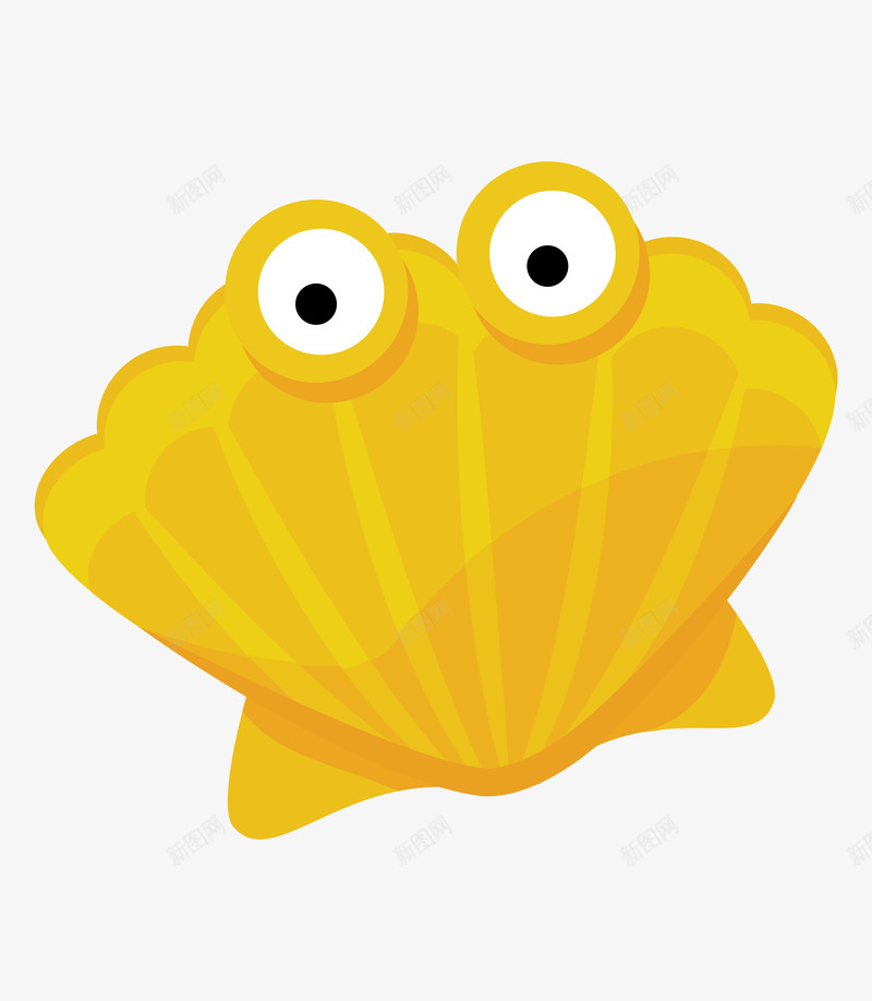 可爱的卡通黄色贝壳png免抠素材_新图网 https://ixintu.com 卡通 可爱的 大海 大眼睛 手绘图 沙滩 贝壳