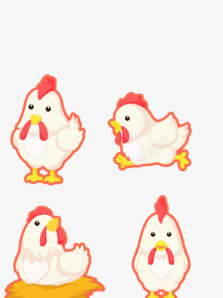 四只鸡卡通的彩色四只小鸡高清图片