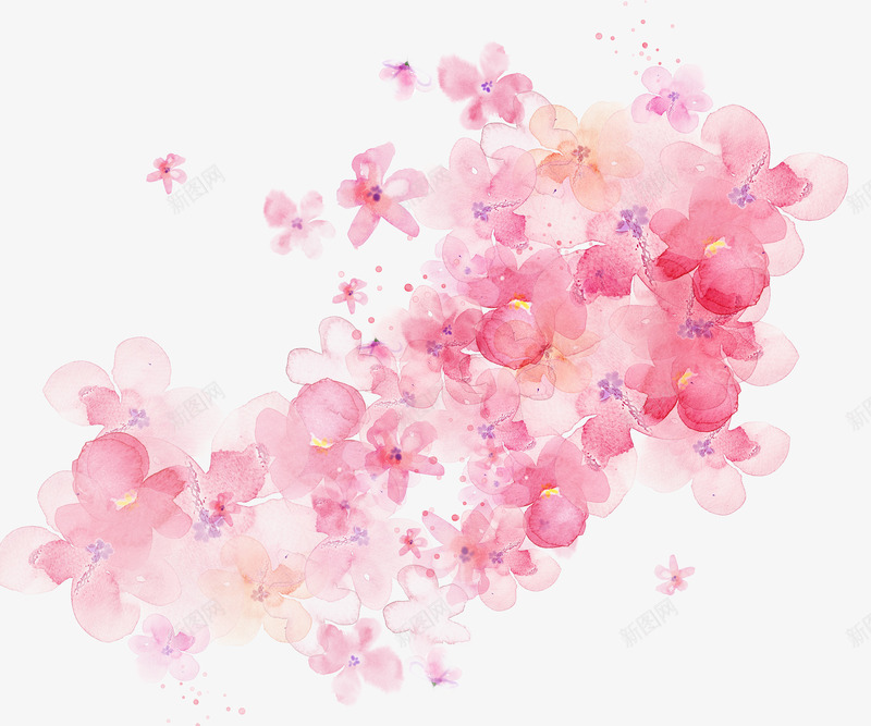 水彩花朵底纹psd免抠素材_新图网 https://ixintu.com 唯美 手绘素材 水彩画 粉色的花朵 花瓣