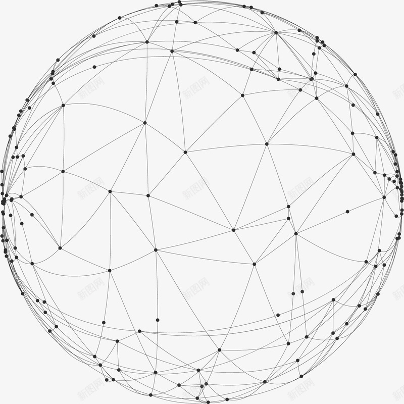 手绘点线地球png免抠素材_新图网 https://ixintu.com 手绘 点线 球形 科技