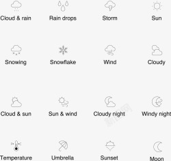 线型ico天气预报线型标icon图标高清图片