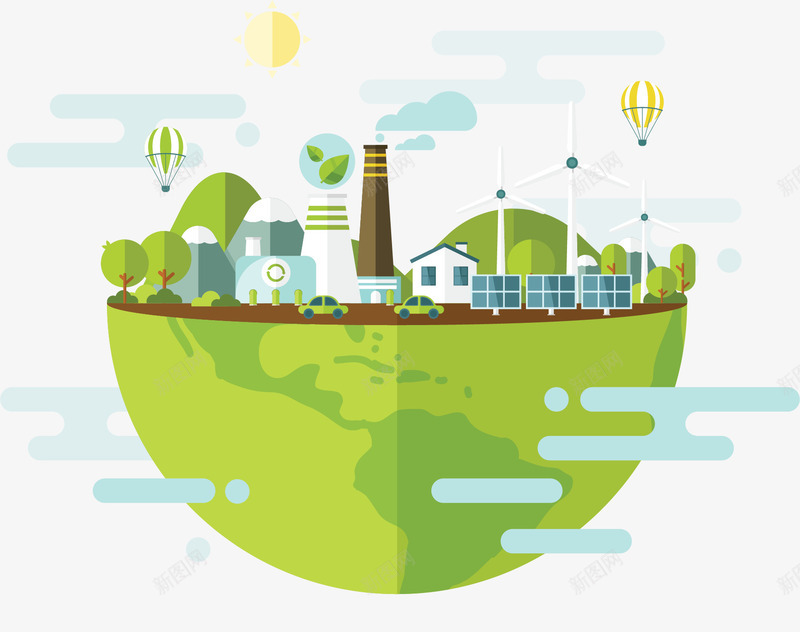 地球绿色生态系统矢量图ai免抠素材_新图网 https://ixintu.com 地球 地球环保 环保 矢量png 绿色城市 自然能源 矢量图