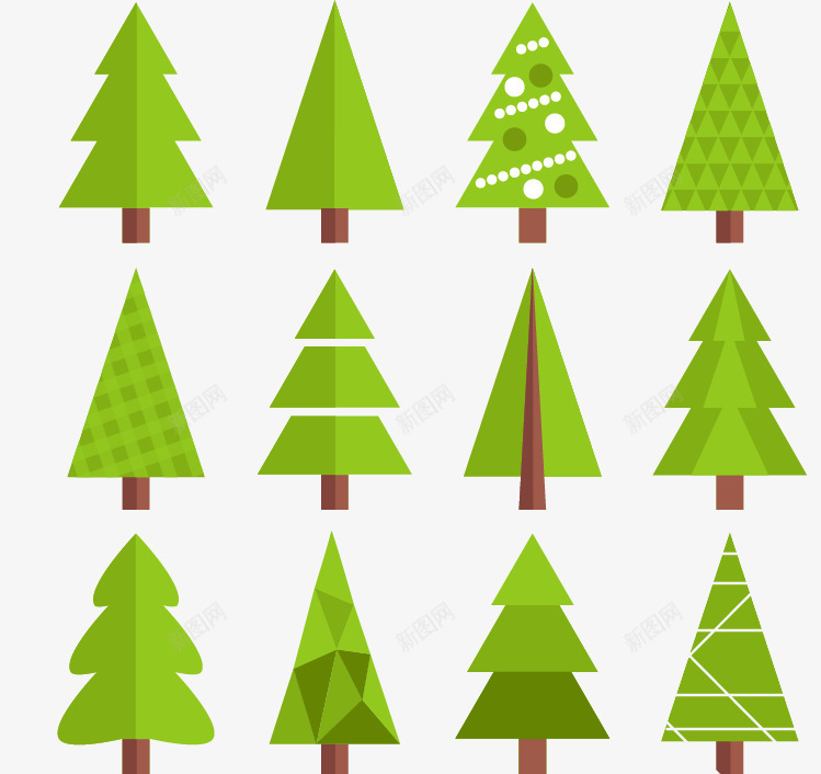 12款松树png免抠素材_新图网 https://ixintu.com 圣诞树 大树 松树 植物 绿色