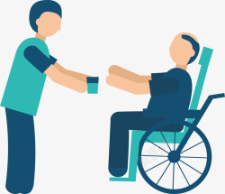 残障帮助残障人士的护工矢量图高清图片