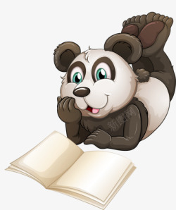 看书的小熊猫素材