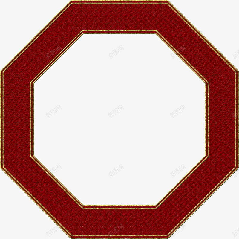 正六边形png免抠素材_新图网 https://ixintu.com 六边形 图案 相框 红色