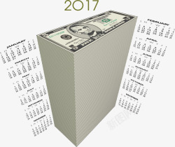 鸡年日历表立体美元2017年日历表高清图片