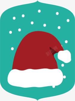 雪花素材背景圣诞帽标签高清图片